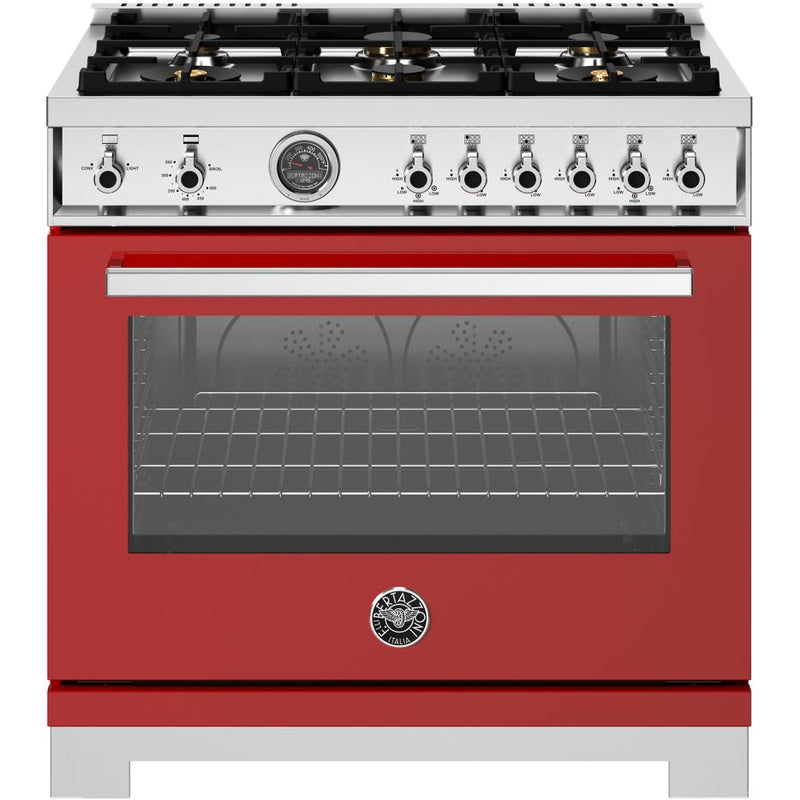 Bertazzoni 36-inch Freestanding Gas Range PRO366BCFGMROT IMAGE 1