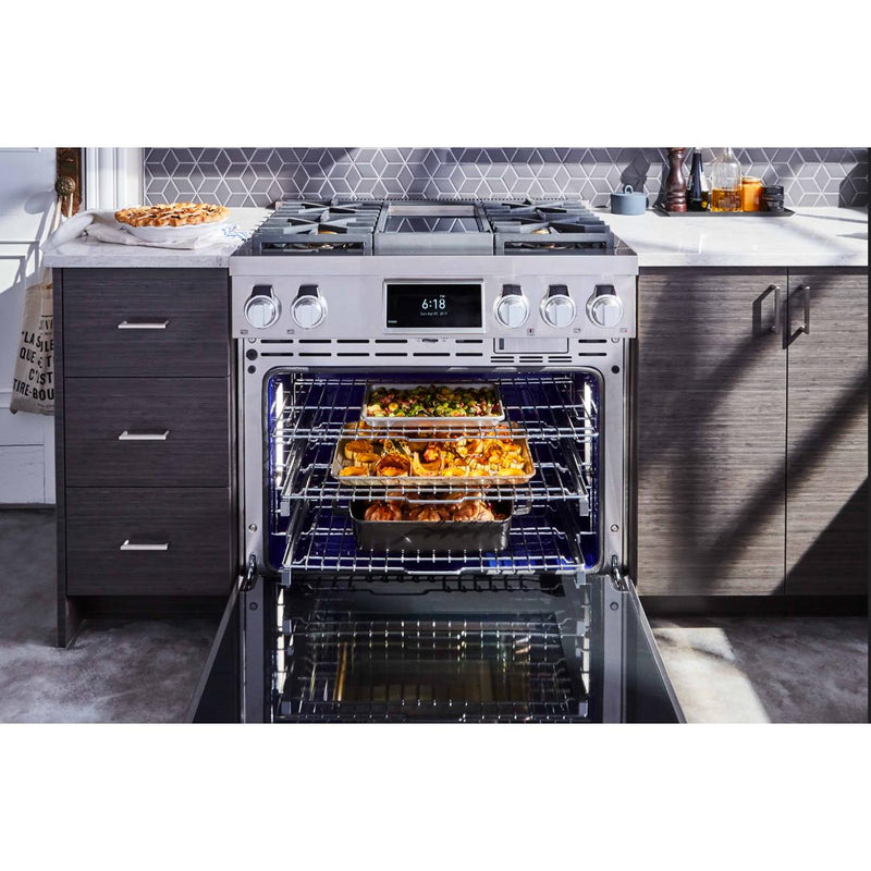 Signature Kitchen Suite 36-inch Freestanding Dual-Fuel Range with Steam-Assist Oven SKSDR360GS IMAGE 10